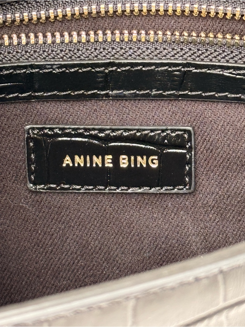 Anine Bing Colette Croc Embossed Leather Shoulder Bag - Picture 2 of 6